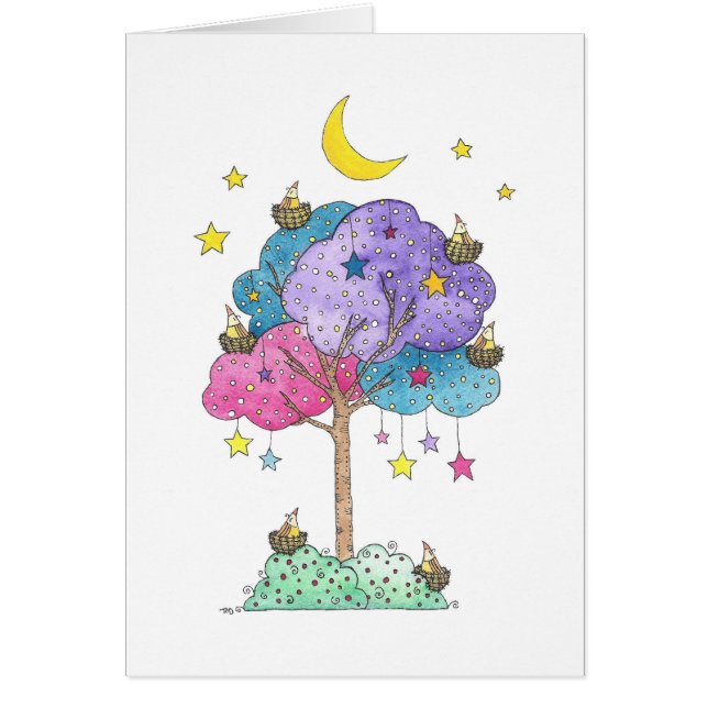 Dreamy Tree of Nesting Birds under the Stars (Devant)