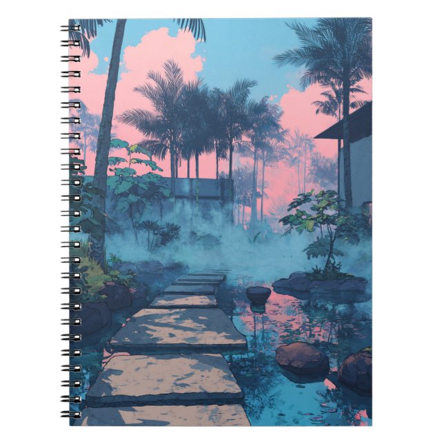 Dreamy Tropical Path Sunset Art Notebook Notizblock (Vorderseite)