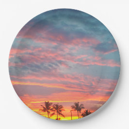 Dreamy Tropical Sunset Pappteller