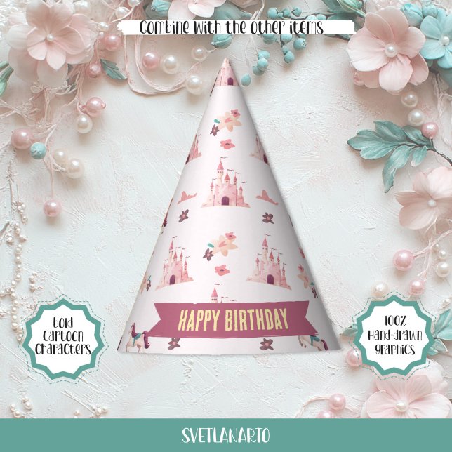 Dreamy Unicorn and Castles Paper Party Hat Partyhütchen (Von Creator hochgeladen)