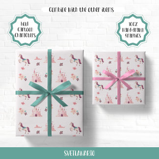 Dreamy Unicorn and Castles Wrapping Paper Geschenkpapier