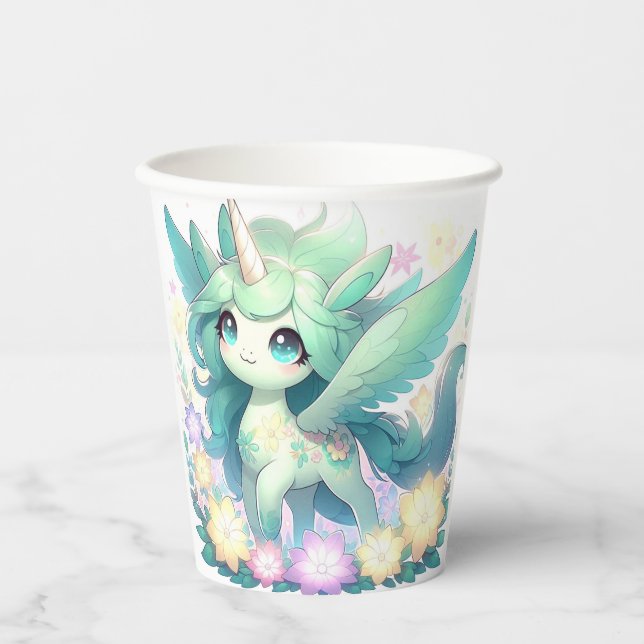 Dreamy Unicorn Babydusche Pappbecher (Vorderseite)