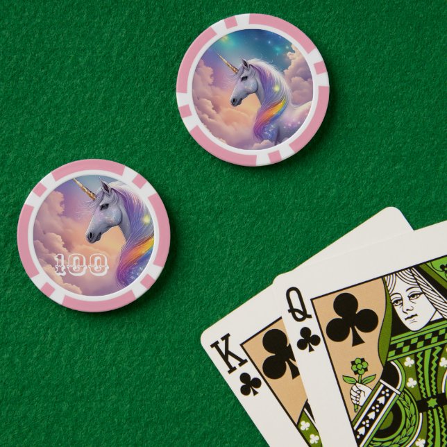 Dreamy Unicorn Glitzer Pastel Galaxy Kosmische Wol Pokerchips (Pokertisch (doppelt))