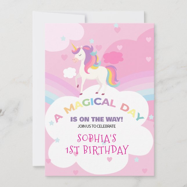 Dreamy Unicorn Invitation Anniversaire (Devant)