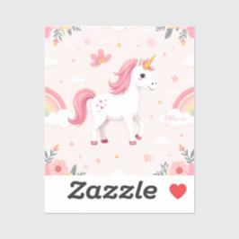 Dreamy Unicorns, Regenbogen, Blume, Niedlich Aufkleber