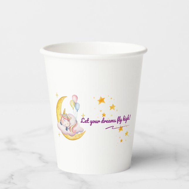 🌙 Dreamy Unicory Paper Cup ✨ 🎈 Pappbecher (Vorderseite)