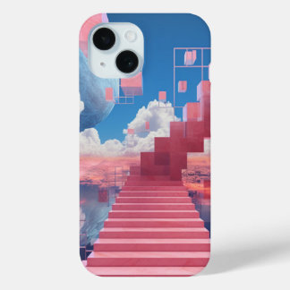 Dreamy Vaporwave Staircase iPhone 15 Case