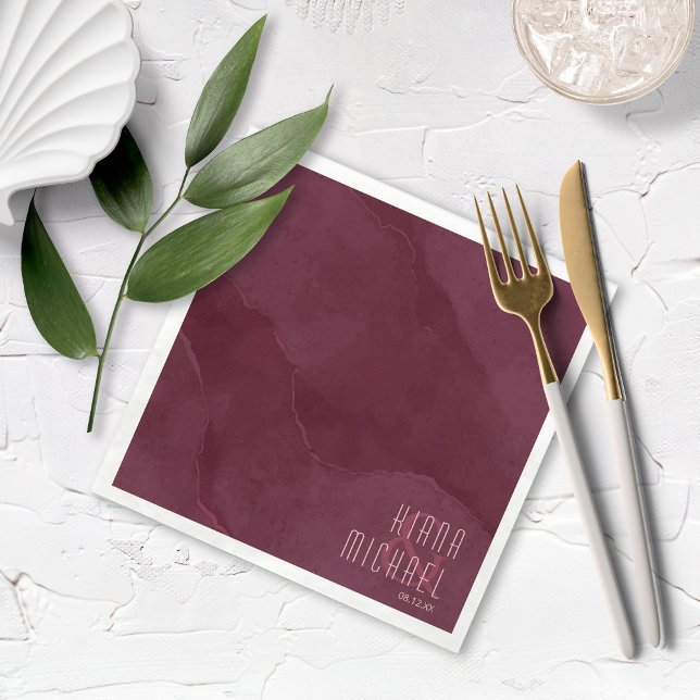 Dreamy Watercolor Abstrakt Wedding Burgundy ID817 Serviette (Von Creator hochgeladen)