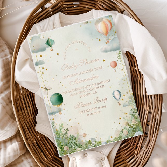 Dreamy Watercolor Balloon Babydusche Folieneinladung (Von Creator hochgeladen)