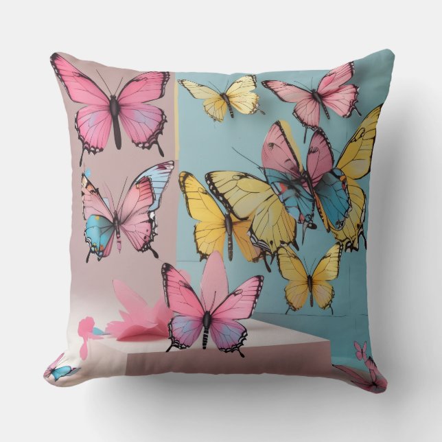 Dreamy Watercolor Butterfly Pillow Kissen (Vorderseite)