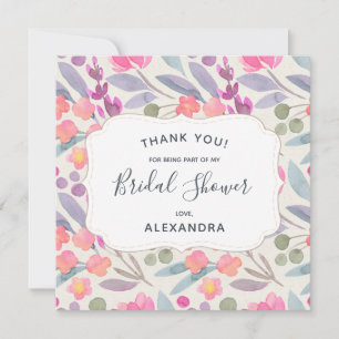 Dreamy Watercolor Floral Brautparty Vielen Dank Dankeskarte