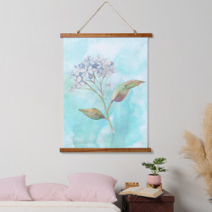 Dreamy Watercolor Hydrangea Wandteppich Mit Holzrahmen