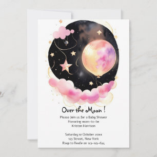 Dreamy Watercolor Kinderdusche: Mond & Stars Einladung