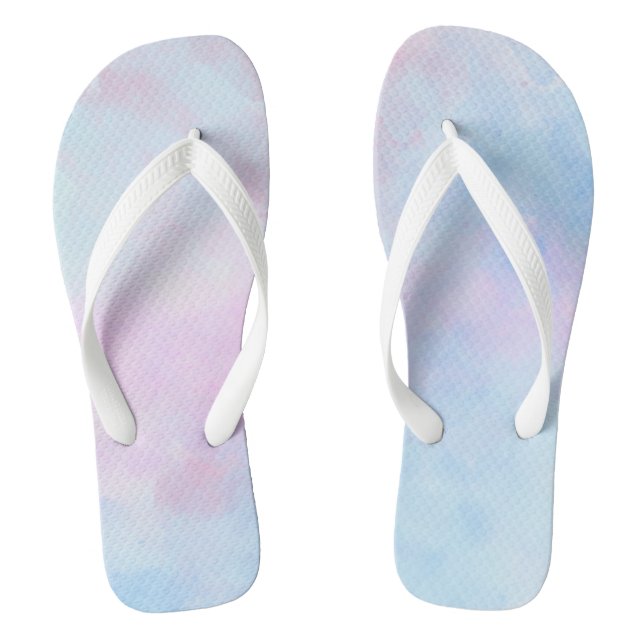 Dreamy Watercolor Pink Blau Türkis Flip Flops (Fußbett)