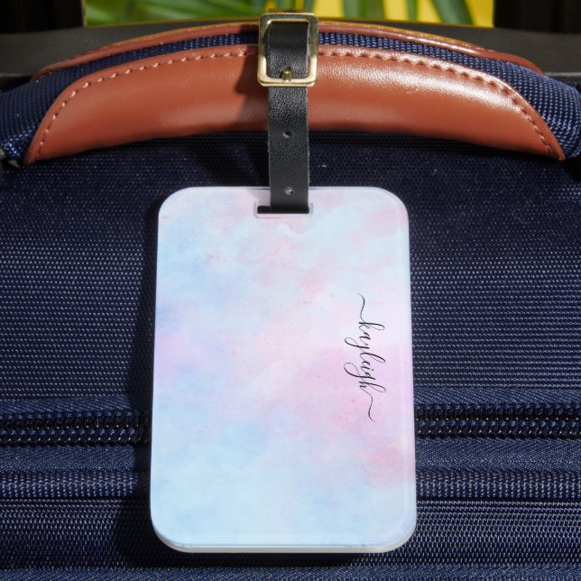 Dreamy Watercolor Pink Blau Türkis Gepäckanhänger (Vorderseite Insitu 2)