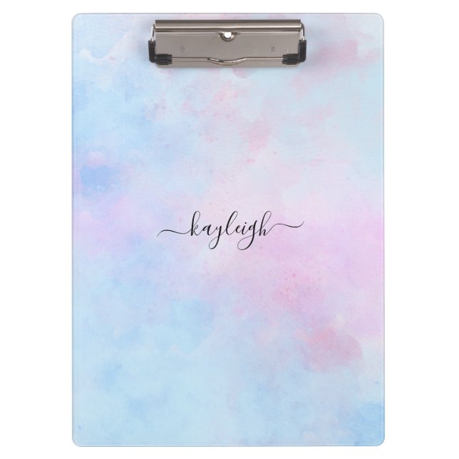 Dreamy Watercolor Pink Blau Türkis Klemmbrett (Vorderseite)