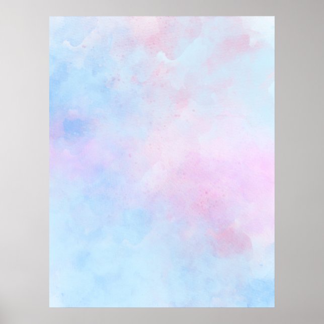 Dreamy Watercolor Pink Blue Poster (Vorne)