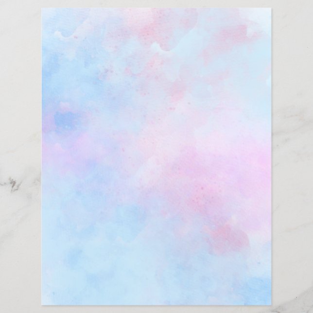 Dreamy Watercolor Pink Blue Scrapbook Paper (Vorderseite)