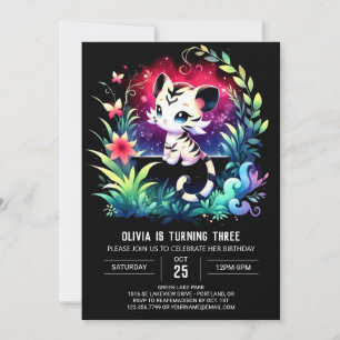 Dreamy Watercolor Tiger Birthday Einladung