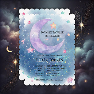 Dreamy Watercolor Twinkle Little Star Baby Dusche Einladung