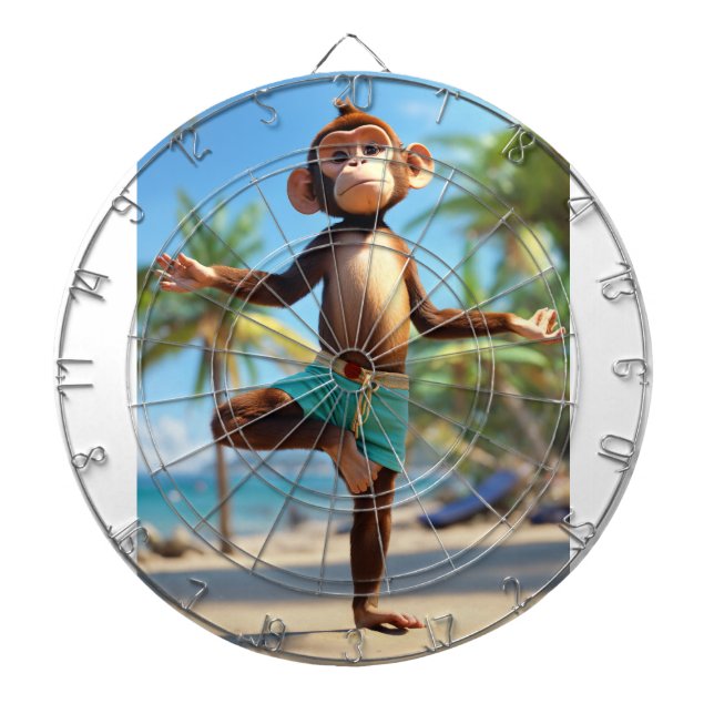 Dreamy Watercolor Whimsy: Monkey Edition Dartscheibe (vorne)