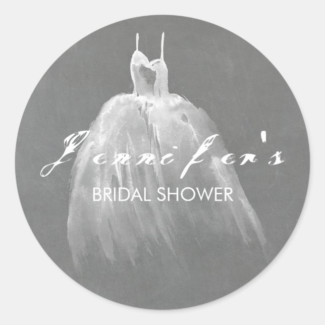 Dreamy Wedding Dress Brautparty Runder Aufkleber (Vorderseite)