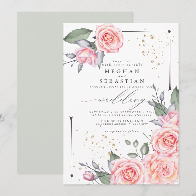 Dreamy Wedding Wasserfarbenwelt Einladung (Vorne/Hinten)