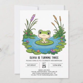 Dreamy Whimsical Frog Digital Geburtstag Einladung