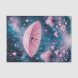 Dreamy Whimsical Pink Umbrella Decoupage Papier