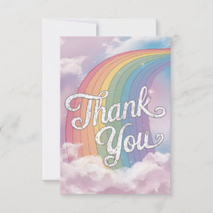 Dreamy Whimsical Rainbow and Clouds Dankeskarte