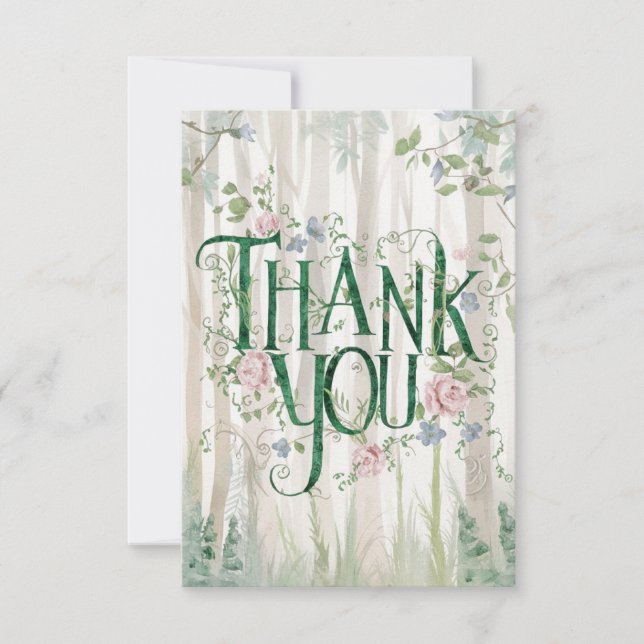 Dreamy Whimsical Woods Woodland Dankeskarte (Vorderseite)