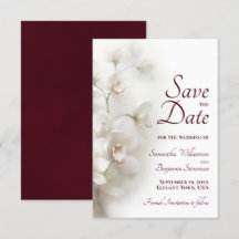 Dreamy White Orchids Burgundy Text Wedding