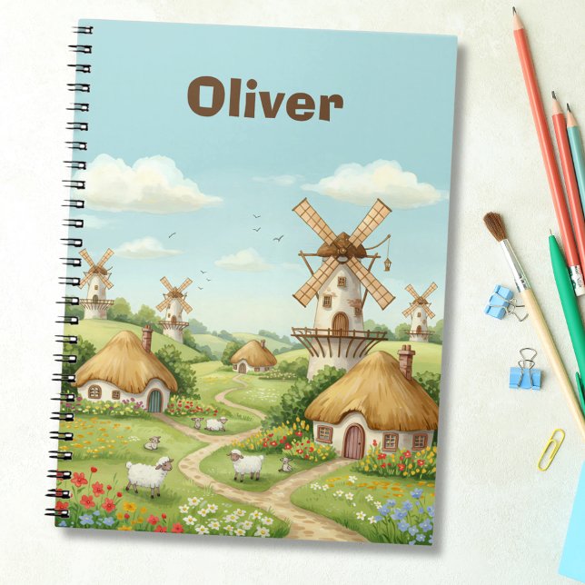 Dreamy Windmill Village Notizblock (Von Creator hochgeladen)
