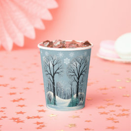 Dreamy Winter Forest Snowflakes Babydusche Pappbecher