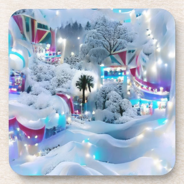 Dreamy Winter Wonderland Lights Getränkeuntersetzer (Vorderseite)