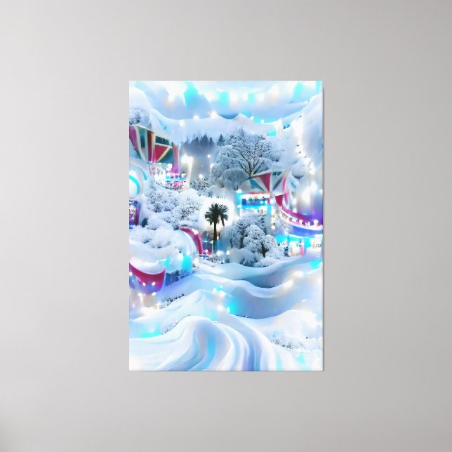 Dreamy Winter Wonderland Lights Leinwanddruck (Vorderseite)