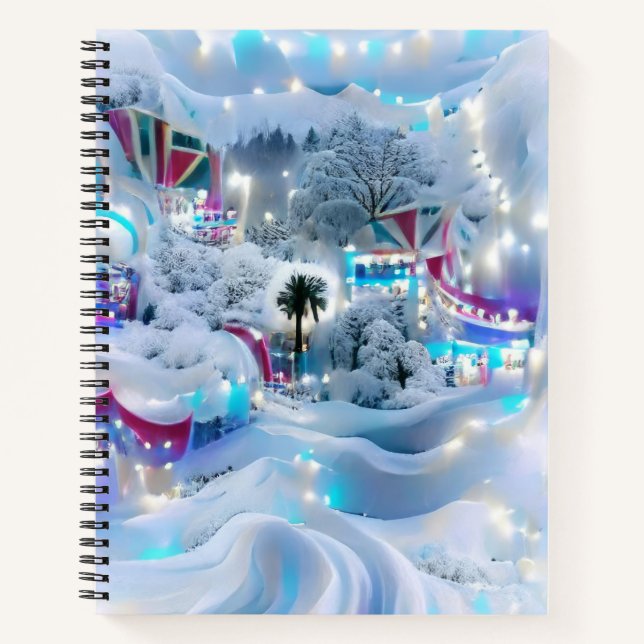 Dreamy Winter Wonderland Lights Notizbuch (Vorderseite)