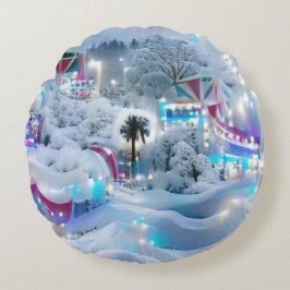 Dreamy Winter Wonderland Lights Rundes Kissen