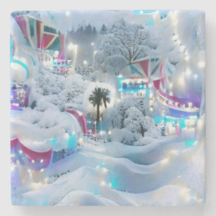 Dreamy Winter Wonderland Lights Steinuntersetzer