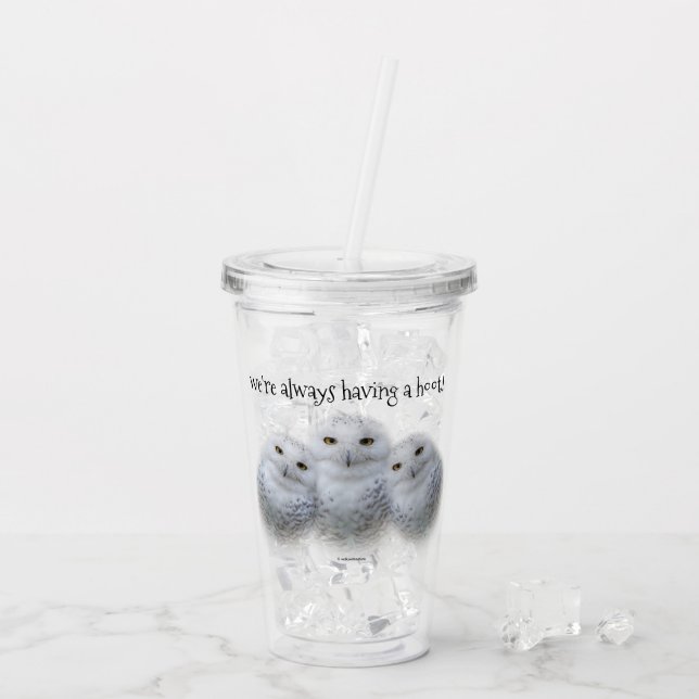 Dreamy Wisdom Snowy Owls Familie Acryltrinkbecher (Rückseite Ice)