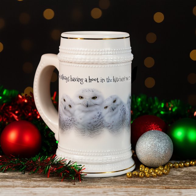 Dreamy Wisdom Snowy Owls Familie Bierglas (Trio of Snowy Owls Beer Stein Cover Photo)