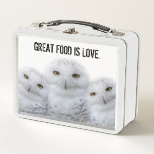 Dreamy Wisdom Snowy Owls Familie Metall Brotdose