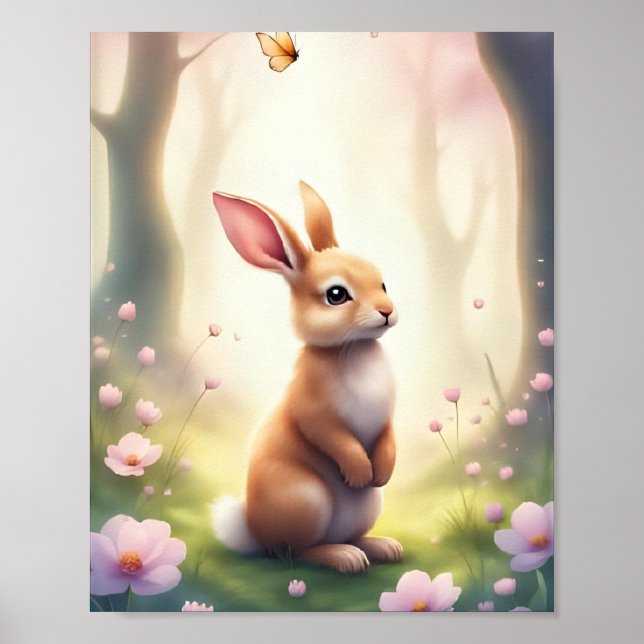 Dreamy Woodland Bunny Kinderzimmer Baby & Kids Poster (Vorne)