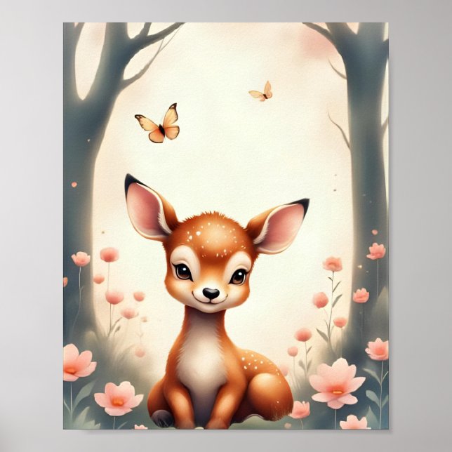 Dreamy Woodland Deer Kinderzimmer Baby & Kids Poster (Vorne)