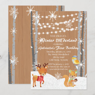 Dreamy Woodland Forest ONEderland Geburtstag Einladung