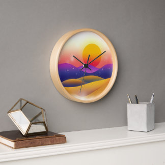 Dreamy Wüste Sonnenuntergang mit strahlenden Hügel Uhr