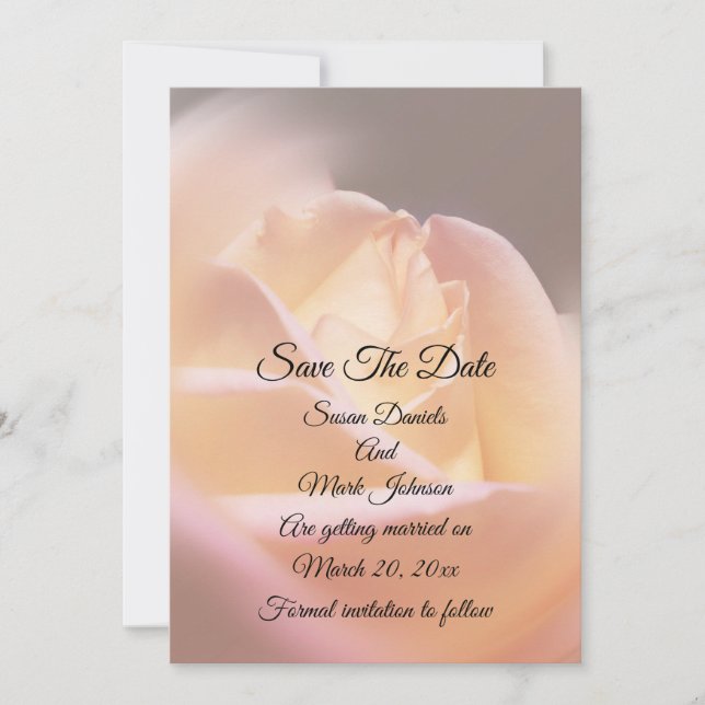 Dreamy Yellow Rose Blume Wedding Save The Date (Vorderseite)