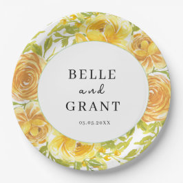 Dreamy Yellow Rose Wedding Pappteller