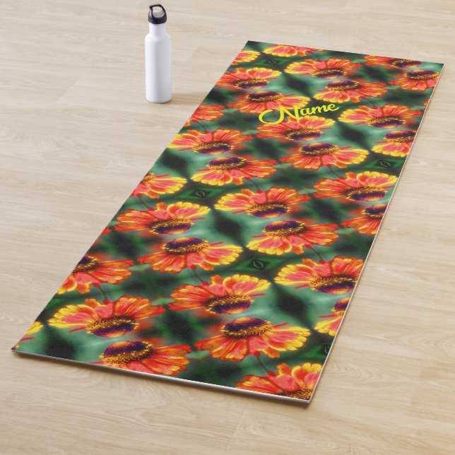 Dreamy Zinnia Blume Muster Personalisiert Yogamatte (Beispiel)