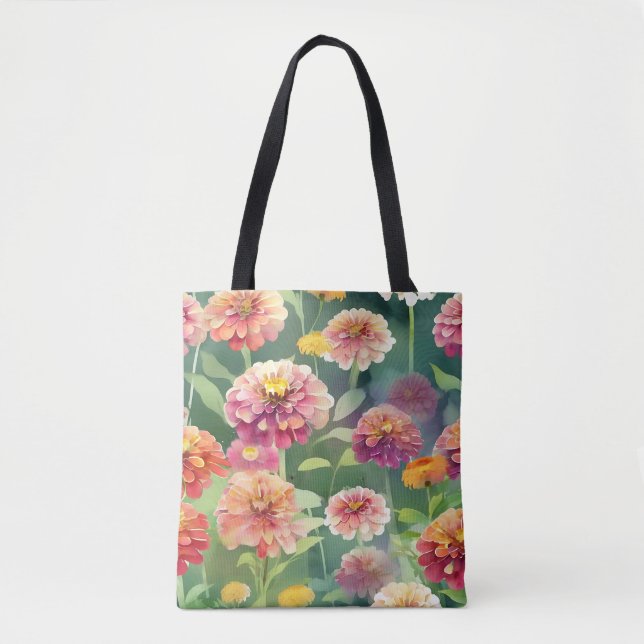 Dreamy Zinnia Blume Tasche (Vorderseite)